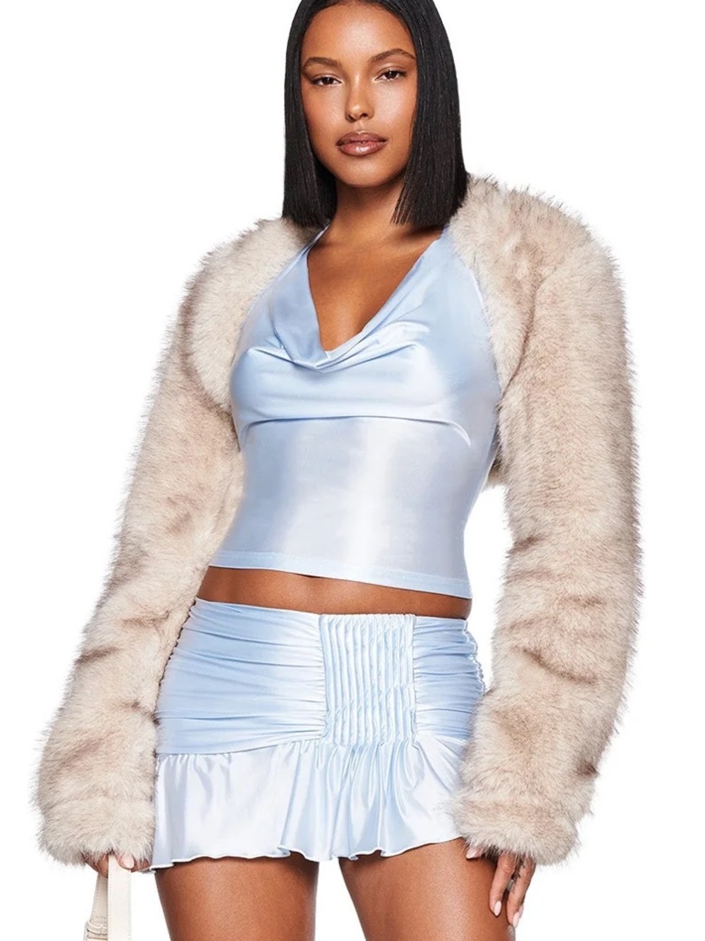 I.AM.GIA Beige Coat with Light Brown faux Fur